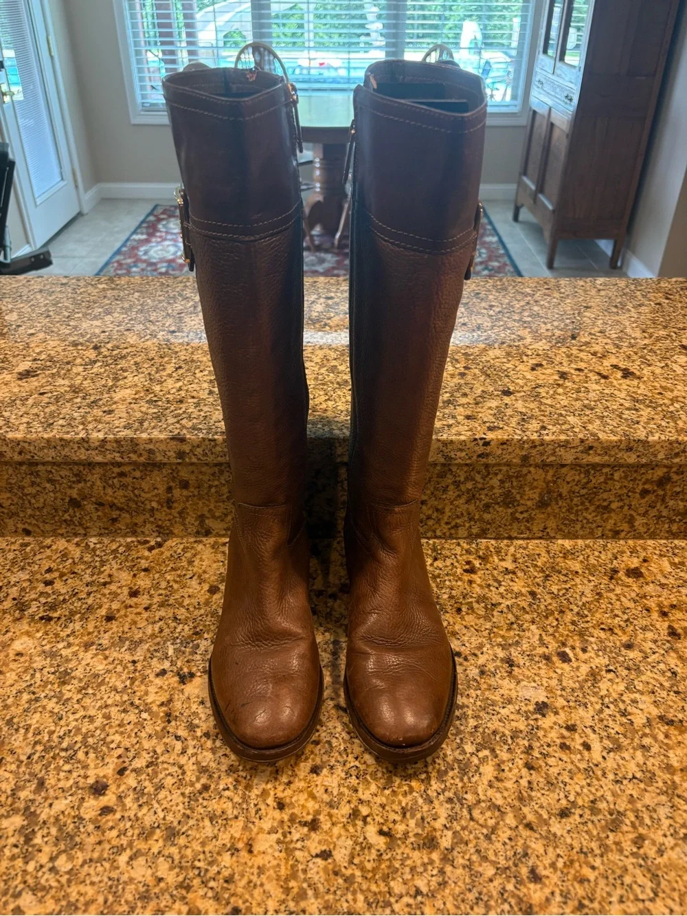 Tory Burch Tall Brown Leather Riding Boots Size 7 Flats